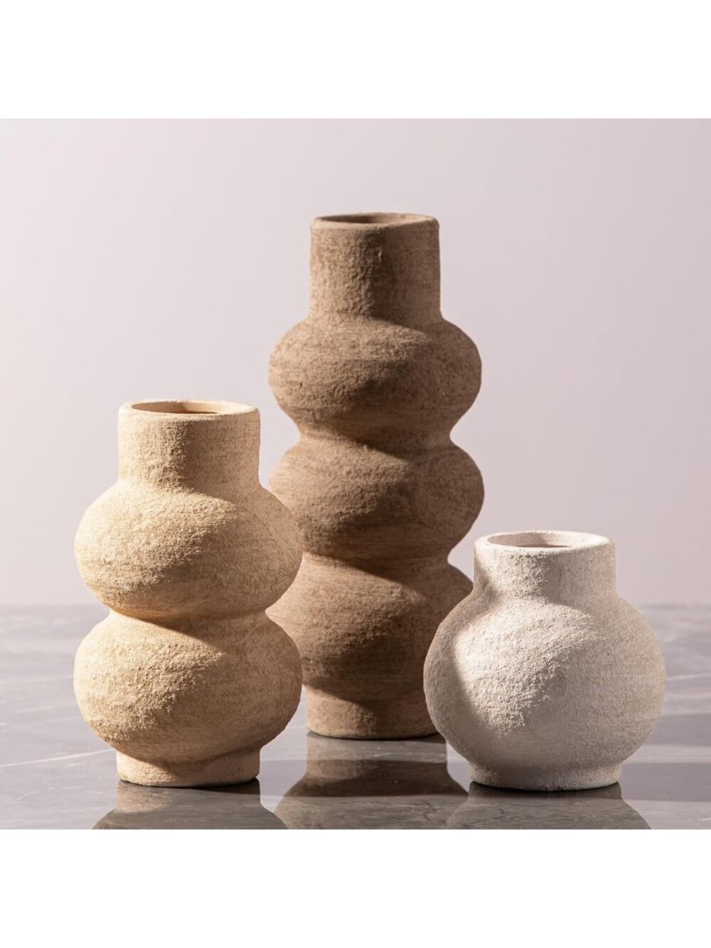 Set of 3 Ceramic Vases for Home Decor - Stylish Living Room Table Accents
